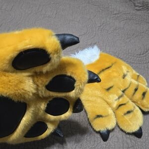 Tiger Paw Gloves, tiger stripes with claws, costume animal paw mittens